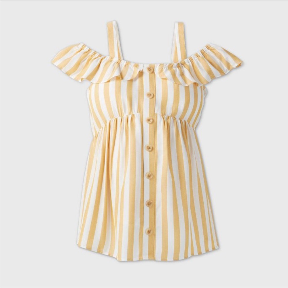 Maternity striped sleeveless button front top